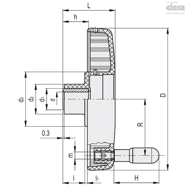 With Revolving Handle, Black-oxide Steel Boss, VDSC.125-GXX2 A-8+I